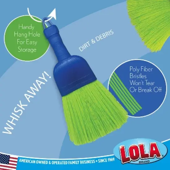 Lola Products Whisk Broom, Hand Brush, Durable Bristles, Whisks Away Dirt & Debris, Compact, Hang Hole for Easy Storage, Indoor/Outdoor, 72 Pack image {6}