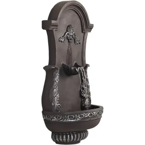 John Timberland Tivoli Grey Ornate Rustic Outdoor 2 Tier Outdoor Wall Water Fountain 33" for Yard Backyard Garden Patio Home Deck Porch House Exterior image {7}