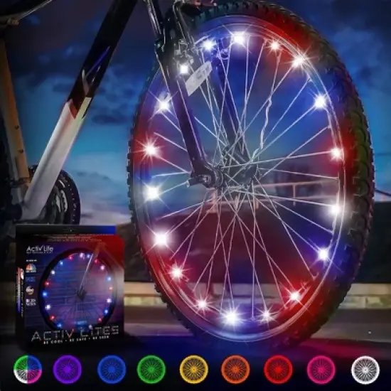 Activ Life Bike Wheel Lights, Top Basket Stuffers for Kids and Teen Gifts; with Batteries Included - 1 Tire Pack, Patriotic image {6}