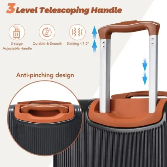 3 PCS ABS Lightweight Hard Shell Carry on Luggage(20") with Travel Bag, Spinner Wheels and TSA Lock - ModernLuxe image {6}