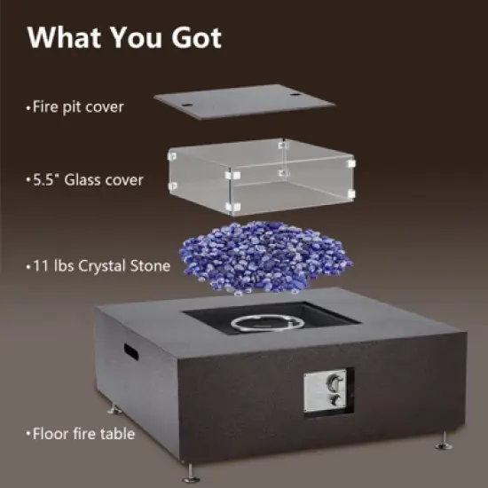 Propane Fire Pit Table with Wind Guard and Rain Cover, Glass Beads, Sturdy Steel Anti-Rust Finish, CSA Safety Certified for Patio Yard Garden image {4}