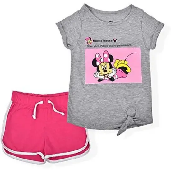 Disney Girl's 2-Pack Minnie Mouse Graphic Tee and Lounge Shorts Set for Todler image {1}
