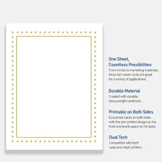 Avery 8.5" x 11" Cards, Gold Border with Gold Dots, 10 ct image {2}
