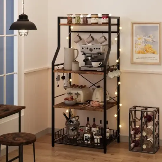 Kitchen Bakers Rack, Microwave Oven Stand with Large Wire Basket image {5}