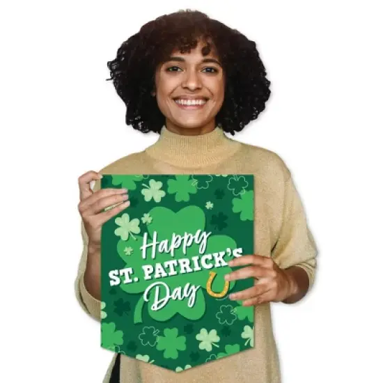 Big Dot of Happiness Shamrock St. Patrick's Day - Outdoor Home Decorations - Double-Sided Saint Patty's Day Party Garden Flag - 12 x 15.25 inches image {7}