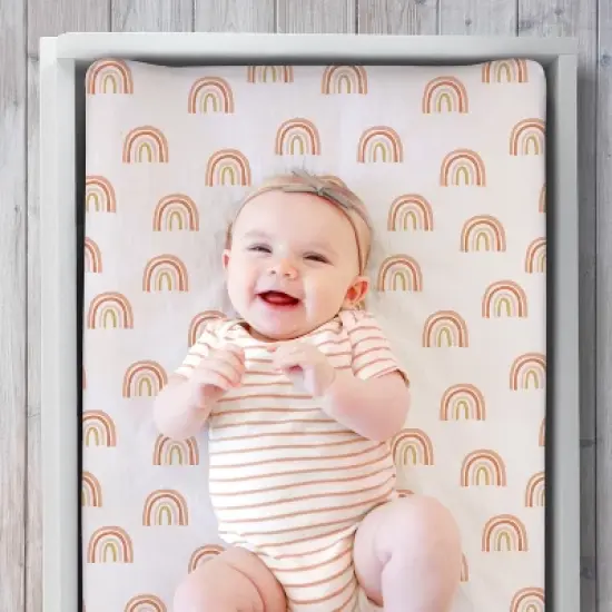 The Peanutshell Boho Rainbow Changing Pad Covers for Girls or Boys, Unisex, 3-Pack image {2}