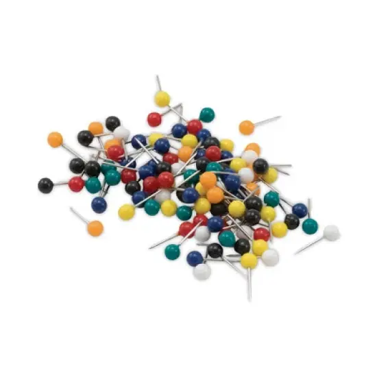 Advantus Map Tacks, Plastic, Assorted, 0.38", 100/Box image {2}