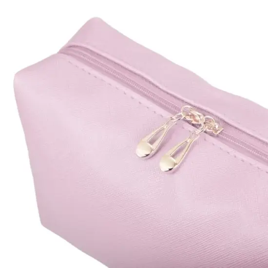 Unique Bargains PU Leather Waterproof Makeup Bag Cosmetic Case Makeup Bag for Women L Size Pink 1 Pcs image {5}