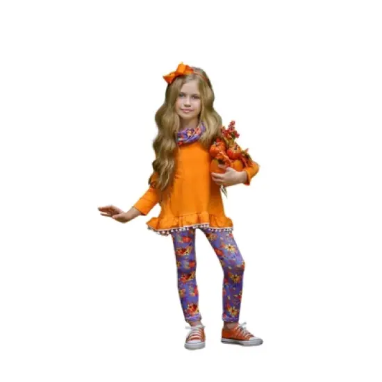Girls Carve Out Some Fun Tunic, Legging & Scarf Set - Mia Belle Girls image {6}