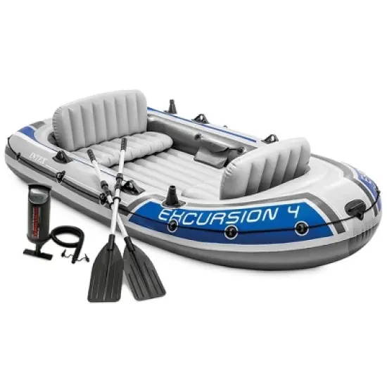 Intex Excursion Inflatable Water Fishing River Boat Raft Set with Oars image {6}