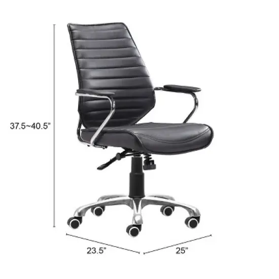 Modern Low Back Adjustable Office Chair Black - ZM Home image {7}