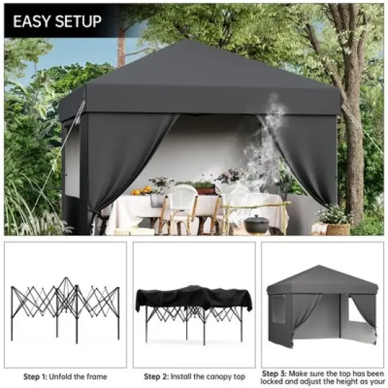 CuisinSmart  10x10 Pop Up Canopy with 4 Sidewalls, Portable Instant Shelter, Outdoor Canopy Gazebo with 4 Sandbags, Canopy Tent for Camping, Blue image {5}