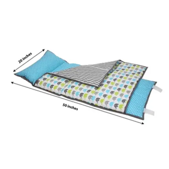 Bacati - Elephants Aqua Lime Gray Toddler Nap Mat image {2}
