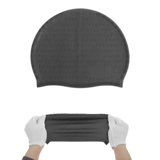 Unique Bargains Silicone Stripe Pattern Swimming Cap 1 Pc image {4}