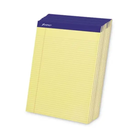 Ampad Perforated Writing Pads, Narrow Rule, 50 Canary-Yellow 8.5 x 11.75 Sheets, Dozen image {1}