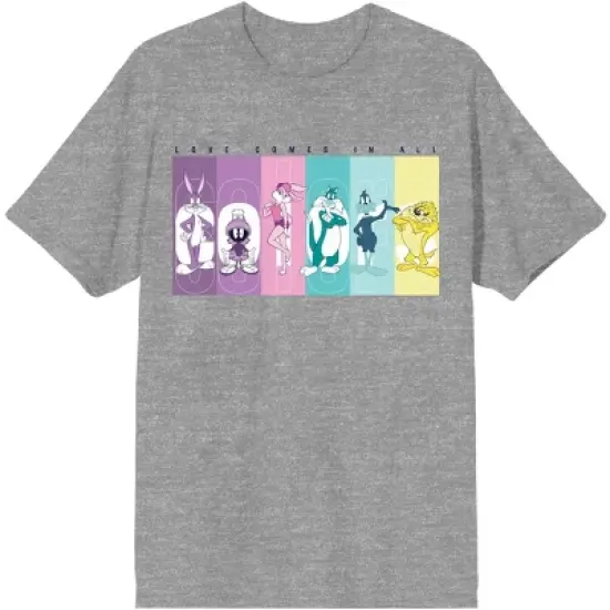 Looney Tunes Love Comes In All Colors Women's Heather Gray Graphic Tee image {5}