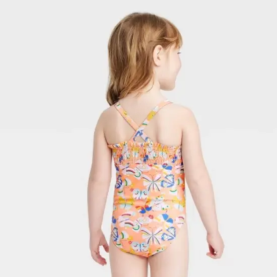 Toddler Girls' Butterfly One Piece Swimsuit - Cat & Jack&trade; Orange image {2}