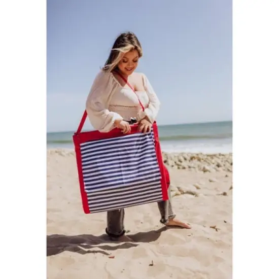Picnic Time Beachcomber Portable Beach Chair & Tote - Blue Pinstripe image {2}