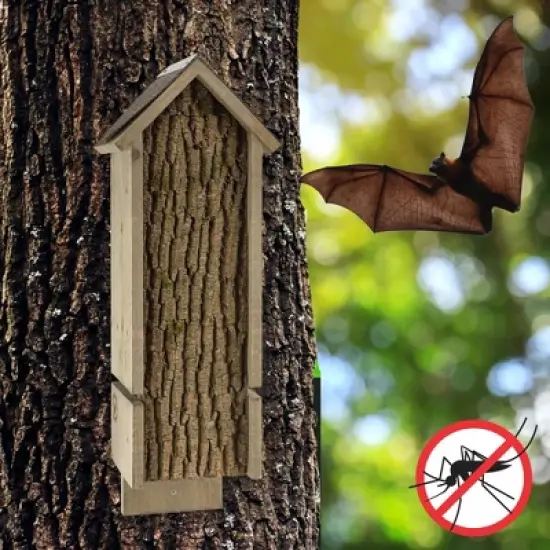 Uncle Dunkels Quadruple Chamber Bat House; Rustic Handmade Backyard Rocket Box Bat Shelter Box image {4}