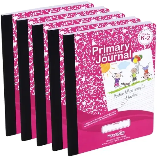 Manaloom Primary Journal Notebook Grades K-2 &ndash; 5 Pack &ndash; 100 Sheets, 9.75" x 7.5" &ndash; Primary Ruled with Drawing Space image {8}