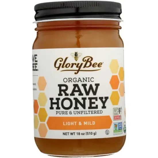 Glorybee Organic Raw Honey Light and Mild - 6 pack, 18 oz image {1}