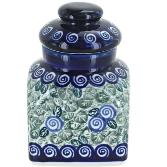 Blue Rose Polish Pottery 2000 Zaklady Small Square Container image {4}