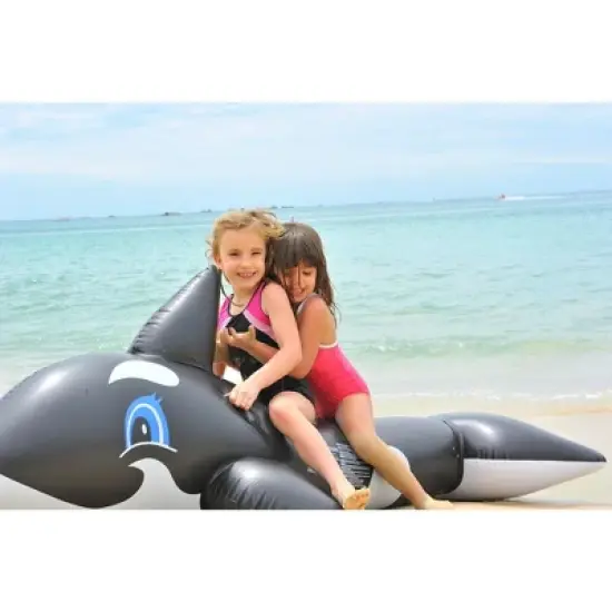 Pool Central 6.25' Inflatable Killer Whale Children's Pool Float Rider with Handles image {1}