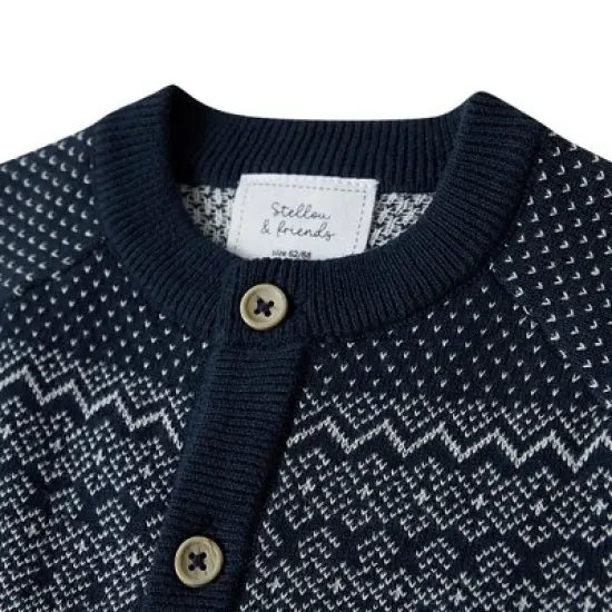 Stellou & Friends 100% Cotton Knit Norwegian Jacquard Design Baby Toddler Boys Girls Long Sleeve Cardigan Sweater image {2}