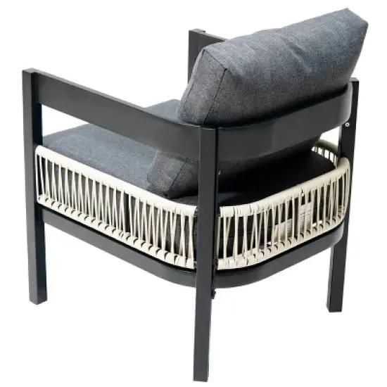 FIONECA U-Style Multi-Person Outdoor Iron Sofa Set with Rattan Accents, Waterproof & Rust-Proof Table for Garden, Lawn, Patio image {9}