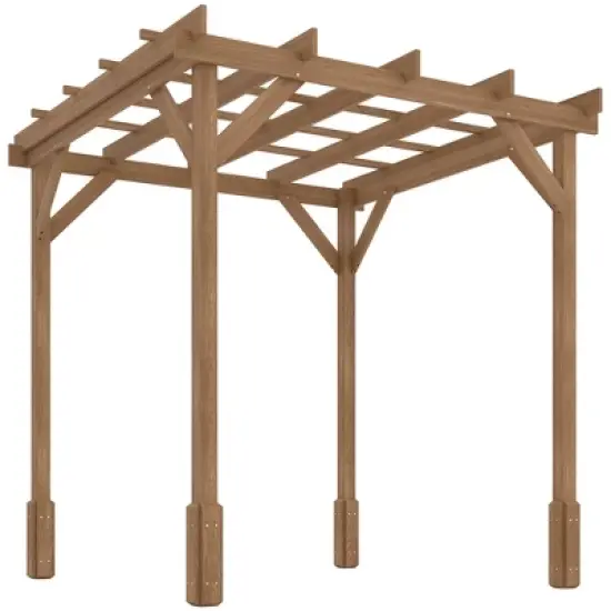 Outsunny Outdoor Pergola, Wood Gazebo Grape Trellis with Stable Structure, Dark Brown image {6}