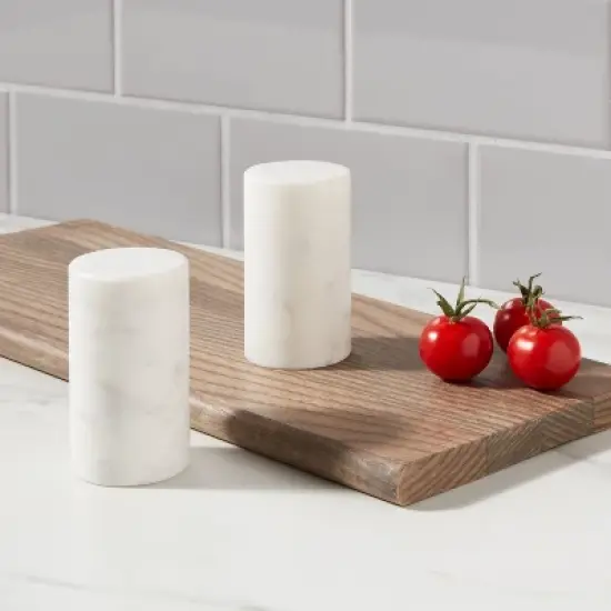 2pc Marble Salt and Pepper Shaker Set - Threshold&trade;: Off-White, Spot Clean, Tableware, 2 Pieces image {1}