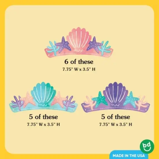 Big Dot of Happiness Mermaid Party Paper Crowns, Colorful Under the Sea Party Headbands for Girls Birthday, DIY Mermaid Party Hat Favors, 16 Count image {3}