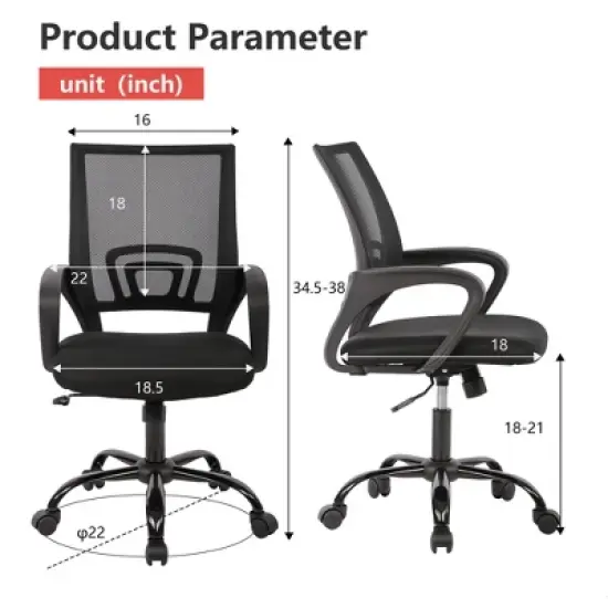 FDW Office Chair Cheap Desk Chair Mesh Computer Chair Back Support Modern Executive Adjustable Chair Task Rolling Swivel Chair image {6}
