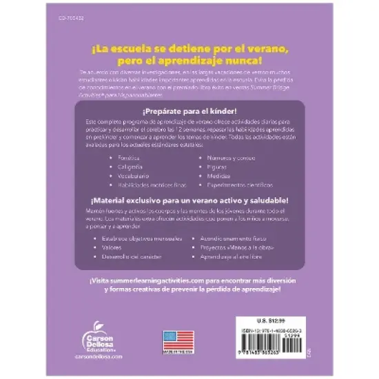 Carson Dellosa Education Summer Bridge Activities Spanish, Grade PK-K image {1}