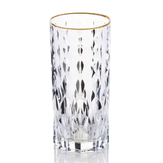Lorren Home Trends Marilyn Gold High Ball Tumblers, Set of 4 image {1}