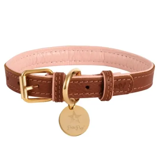 PoisePup &ndash; Luxury Pet Dog Collar &ndash; Soft Premium Italian Leather Padded Adjustable Collar for Small, Medium and Large Dogs - Bella Rose image {3}