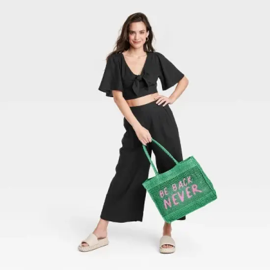 Women's Flutter Short Sleeve Tie-Front Shirt - A New Day&trade; image {2}