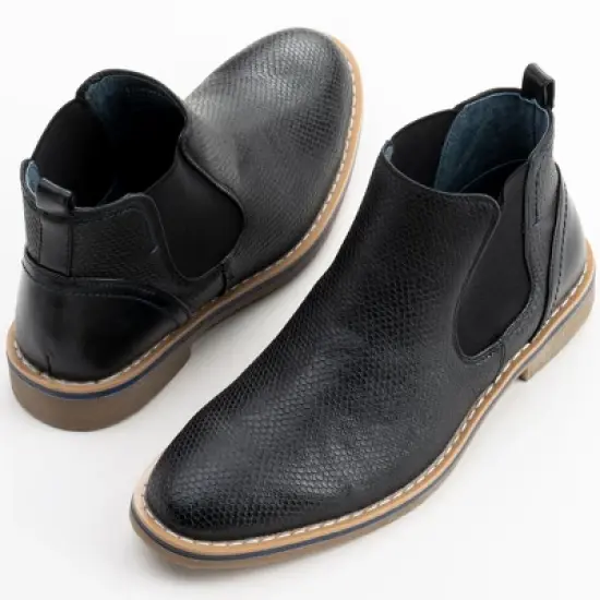 Alpine Swiss Mens Nash Chelsea Boots Snakeskin Ankle Boot Genuine Leather Lined image {3}