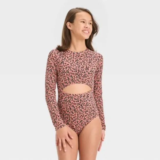 Girls' Leopard Spots One Piece Rash Guard - art class&trade; image {3}