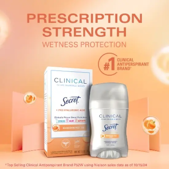 Secret Clinical Strength Invisible Solid Antiperspirant & Deodorant - Mandarin Fizz - 1.6oz image {6}
