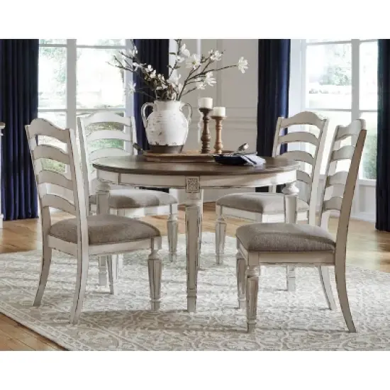 Set of 2 Realyn Ladderback Dining Upholstered Side Chair Chipped White - Signature Design by Ashley image {2}