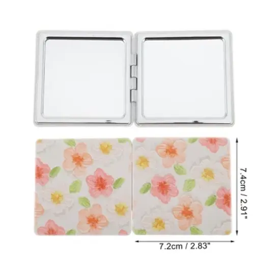 Unique Bargains Square Hand-drawn Makeup Mirror White 1 Pc image {1}