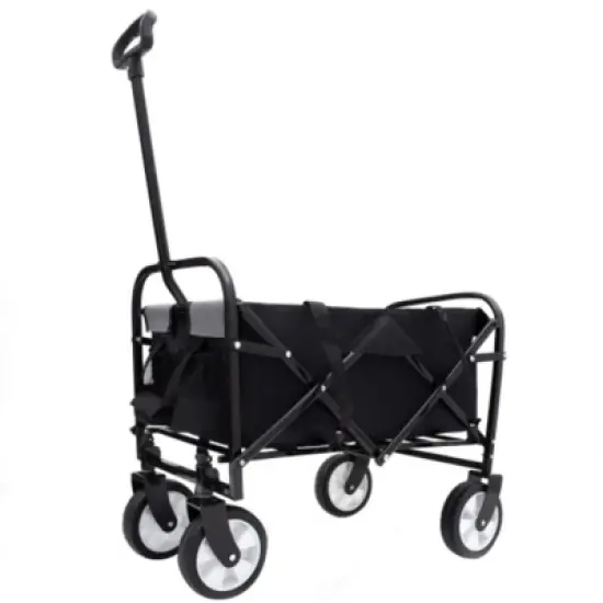 FURNIinspire Outdoor Serving Carts 225lbs Collapsible Foldable Wagon Cart Beach Wagon Utility Cart for Sports Gardeing, Black, 25.98"*17.32"*37.4" image {5}