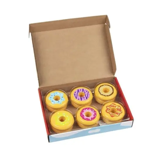 Blue Panda Wooden Play Food Set - 12-Pack Kids Pretend Play Donut Snacks Shop, Playhouse Toys for Toddlers, 6 Assorted Flavors image {4}