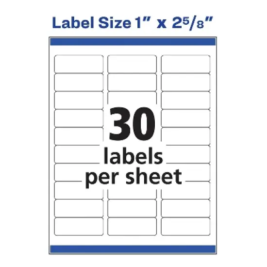 Avery Easy Peel Laser Address Labels 1" x 2 5/8" White 30 Labels/Sheet 209882 image {1}