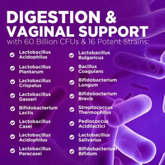 Probiotics for Women 60 Billion CFU - 16 Strains, Vaginal pH Health & Immune Support, Prebiotics & Cranberry - 120 Capsules By Nature's Nutrition image {2}