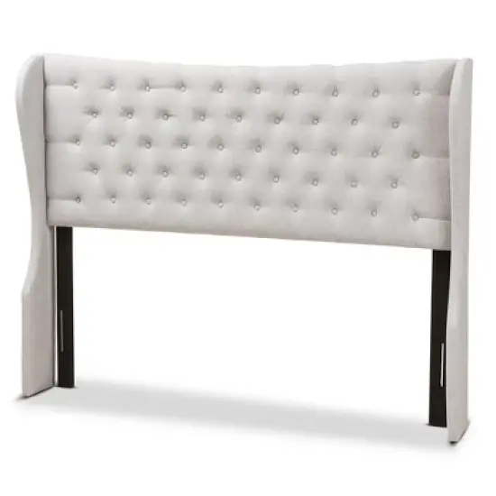Cadence Modern and Contemporary Fabric Button Tufted Winged Headboard Gray - Baxton Studio image {5}