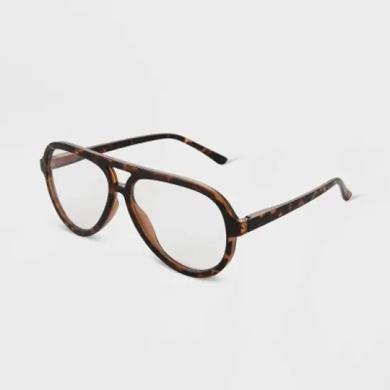 Women's Gloss Plastic Aviator Blue Light Filtering Glasses - Universal Thread&trade; Tortoise image {1}