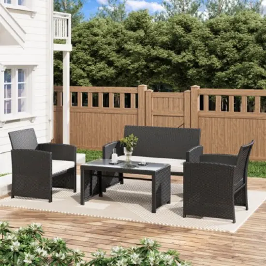 EROMMY 4 PCS Outdoor Seating Group with Cushions for 4 Person image {7}