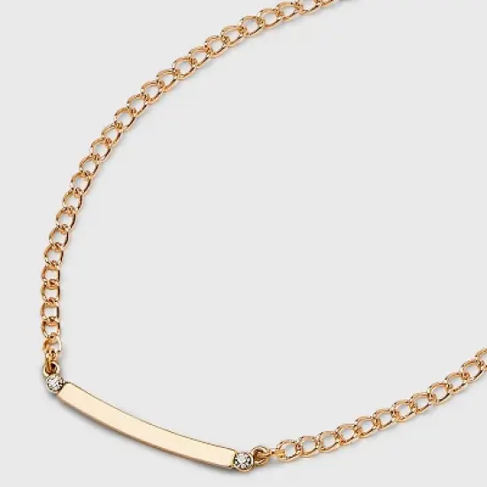 Curved Bar Short Necklace - A New Day&trade; Gold image {3}